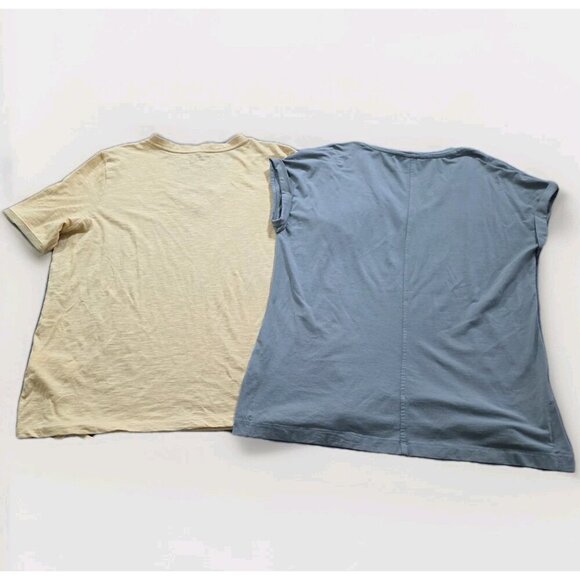 T Shirt Women L Lot of 2 Banana Republic Olsen Yellow Green SS Cotton Mix Casual - Picture 2 of 16